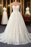 Long Sweetheart Backless Appliques Lace Tulle A Line Wedding Dresses
