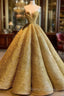 Long Wedding Dress Gold Prom Dress