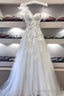 Long White Sweetheart Neck Lace Applique Prom Dress