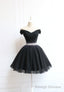 Black Off the Shoulder Short Prom Dress, A Line Homecoming Dress
