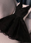 Lovely Black Lace V-Neckline Short Homecoming Dresses Black Prom Dresses