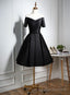 Lovely Black Satin Short Prom Dress, Black Prom Dress