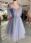Lovely Blue Short Tulle Homecoming Dress Prom Dresses, Blue Prom Dresses
