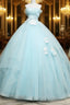 Lovely Blue Tulle Long Sweet 16 Dress, Blue Tulle Formal Dress Party Dress
