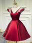 Lovely Cap Sleeves Short Prom Dress Satin Homecoming Dresses