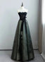 Lovely Green And Black Sweetheart Long Evening Dress, A-Line Prom Dress Party Dress
