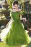 Lovely Green Tulle Beaded Straps Short Prom Dresses Green Short Homecoming Dresses
