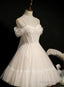 Lovely Ivory Tulle Straps Sweetheart Homecoming Dresses With Bow Short Prom Dresseses