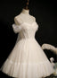 Lovely Ivory Tulle Straps Sweetheart Homecoming Dresses With Bow Short Prom Dresses Prom Dresses