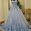 Lovely Lace Appliques Sweetheart Light Blue Ball Gowns Wedding Dresses