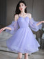 Lovely Lavender Short Prom Dress, Off The Shoulder Homecoming Dress Party Dress