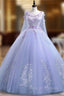 Lovely Lavender Tulle Flower Lace Ball Gown Prom Gown Lavender Sweet 16 Dress