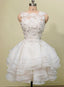 Lovely Layers Short Prom Dress with Lace Flowers, Cute Graduation Dress