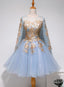 Lovely Light Blue Knee Length Prom Dresses Short Prom Dresses