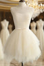 Lovely Light Champagne Short Tulle Prom Dresses Cute Prom Dresses Homecoming Dresses For Teens