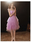 Lovely Light Purple Cute Tulle Straps Short Prom Dresses Purple Homecoming Dresses