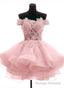 Lovely Off Shoulder Organza and Lace Sweetheart Prom Dress, Homecoming Dresses