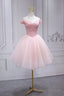 Lovely Pink Off Shoulder Style Princess Tulle Homecoming Dress, Pink Prom Dress