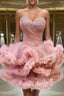 Lovely Pink Sweetheart Beaded Short Cocktail Dresses Pink Homecoming Dresses Prom Dresses