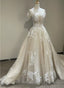 Lovely Round Neckline Tulle With Lace Applique Wedding Prom Dresses Tulle Wedding Dresses