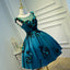 Lovely Satin Knee Length Ball Gowns Prom Dresses With Flower Lace Homecoming Dresses