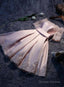 Lovely Satin Pink A-Line Off Shoulder Homecoming Dress Cute Prom Dress With Lace-Up