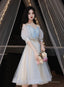 Lovely Short Prom Dresses Blue Homecoming Dresses V-Neckline Short Graduation Dresses
