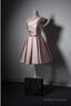 Lovely Simple One Shoulder Pink Bridesmaid Dresses Pink Satin Homecoming Dresses