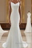 Lovely White Mermaid Straps Long Wedding Prom Dresses White Long Prom Dresses
