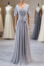 Simple V Neck Chiffon Long Prom Dresses Bridesmaid Dresses