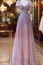 Luxurious A-Line Straps Long Prom Dresses