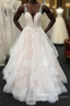 Luxurious Long A Line Princess Tulle Lace Backless Wedding Dresses