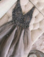 Luxurious Sequins Beaded V Neck Tulle Homecoming Dresses Short Prom Dress