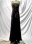 Luxurious Vintage Black Thin Strap Gold Beaded Embroidery Chiffon Long Formal Prom Dress