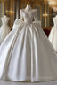 Luxury Ball Gown Sweetheart Neckline Long Sleeves Sequin White Wedding Dresses Brides Dress