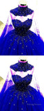 Luxury Lace Beaded Sweetheart Ball Gowns Wedding Dresses With Cape Prom Dresses