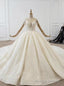 Luxury Tulle Sequins Long Sleeve Backless Beading Wedding Dress