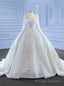 Luxury White Sequins Tulle Long Sleeve Wedding Dress