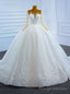 Luxury White Tulle Sequins Long Sleeve Wedding Dress