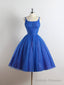 Royal Blue Spaghetti straps Tulle A Line Short Prom Dress