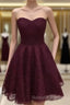 Maroon Homecoming Dresses, Lace Short Prom Dresses, Party Dresses, Prom Dress