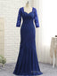 Mermaid 3/4 Sleeves Lace Long Chiffon Mother Of The Bride Dresses