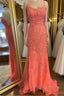 Mermaid Backless Orange Lace Long Prom Dresses Mermaid Orange Lace Prom Dresses Orange Lace Prom Dresses