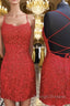 Mermaid Backless Short Red Lace Prom Homecoming Dresses Mermaid Red Prom Dresses Red Lace Prom Dresses