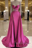 Mermaid Beaded Straps V Neck Slit Dresses