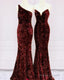 Mermaid Burgundy Sequins Bridesmaid Dress