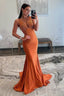 Mermaid Deep V Neck Beaded Satin Long Prom Dress
