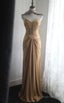 Mermaid Gold Strapless Satin Prom Dresses Long Simple Prom Dresses