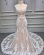 Mermaid Ivory Lace And Nude Wedding Dress