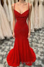 Mermaid Long Red Prom Dresses with Rhinestones Royal Blue Bodycon Dress